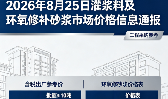 常宁2026年8月25日灌浆料及环氧修补砂浆市场价格信息通报